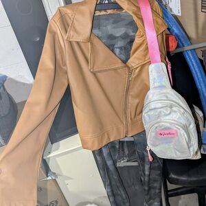 Tan Faux Leather Jacket